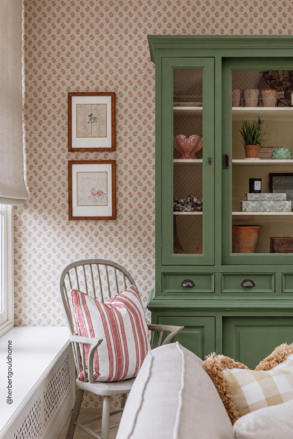 Mulberry Home Print Club small-scale British wallpaper in a layered interior
