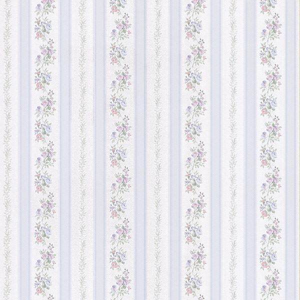 Loretta Light Blue Linen Leaf Stripe