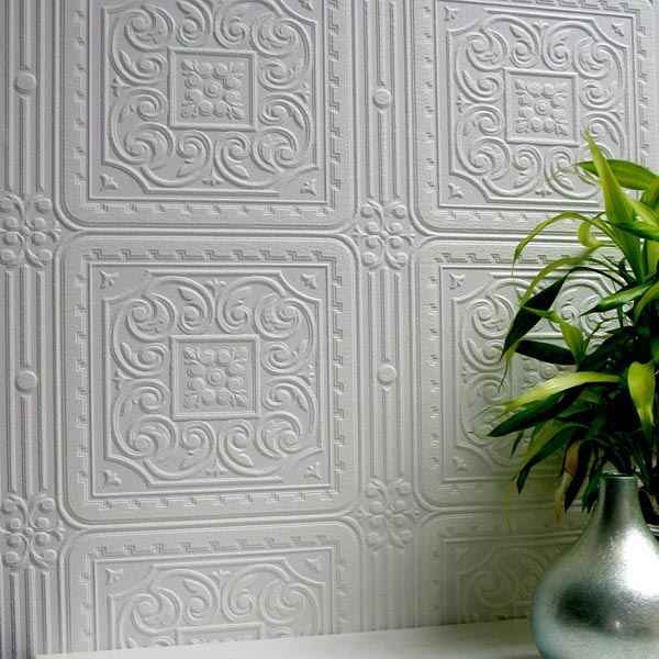 Turner Tile White Paintable Textured Vinyl Wallpaper - York Wallcoverings - 437-RD80000 - York Wallcoverings Wallpaper