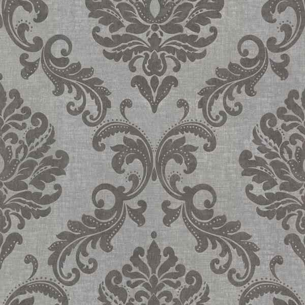 Sebastion Grey Damask Wallpaper - York Wallcoverings - 450-67362