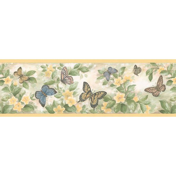 yellow-butterfly-floral-border-york-wallcoverings-451-1743 - York Wallcoverings Wallpaper