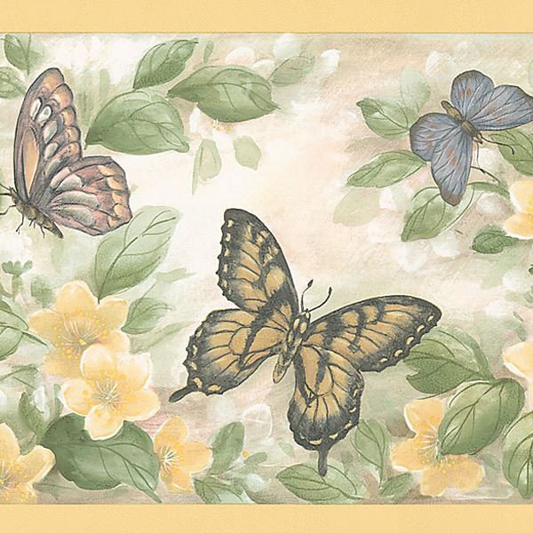 yellow-butterfly-floral-border-york-wallcoverings-451-1743 - York Wallcoverings Wallpaper