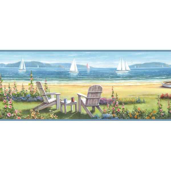 Regatta Blue Seaside Cottage Portrait Wallpaper - York Wallcoverings - BBC20021B