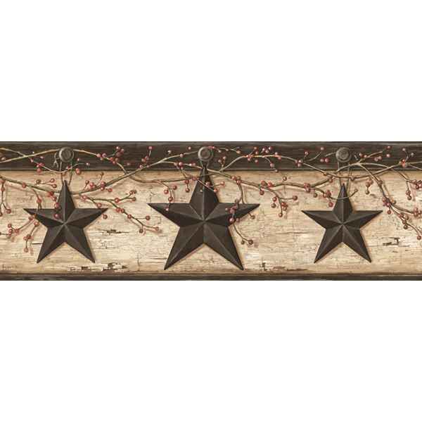 Ennis Sand Rustic Barn Star Wallpaper - York Wallcoverings - PUR44602B