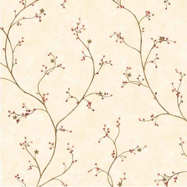 Felicia Rose Star Berry Vine Wallpaper - York Wallcoverings - PUR44034 - York Wallcoverings Wallpaper