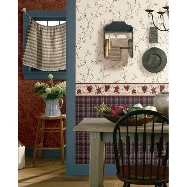 Felicia Rose Star Berry Vine Wallpaper - York Wallcoverings - PUR44034 - York Wallcoverings Wallpaper
