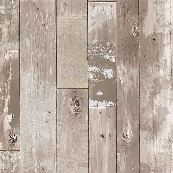 Heim Taupe Distressed Wood Panel Wallpaper - York Wallcoverings - 347-20132