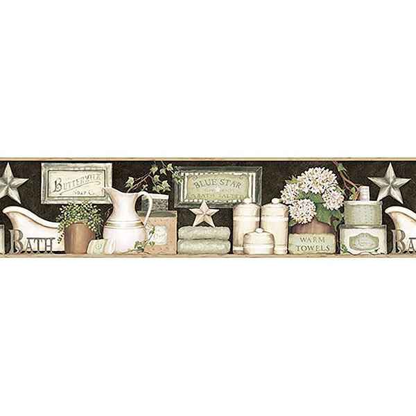 Martha Black Country Bath Wallpaper - York Wallcoverings - CTR63102B