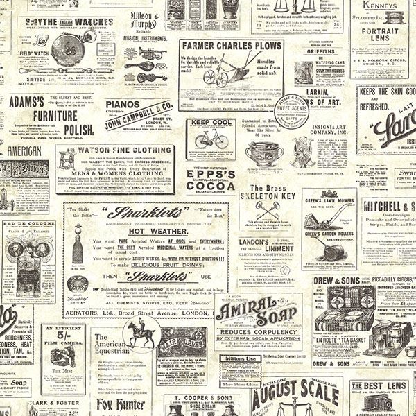 adamstown-cream-vintage-newspaper-wallpaper-york-wallcoverings-ctr64271 - York Wallcoverings Wallpaper