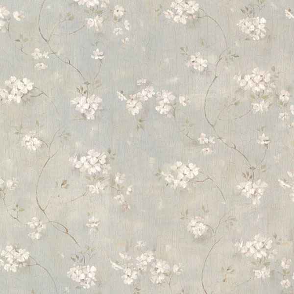 Dixie Aqua Floral Trail Wallpaper - York Wallcoverings - CTR44107