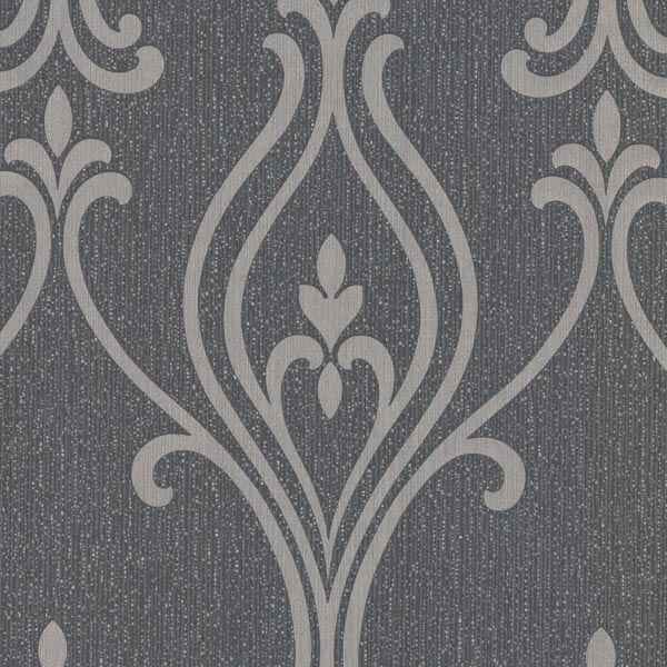 Luca Charcoal Damask Wallpaper - York Wallcoverings - 2603-20923