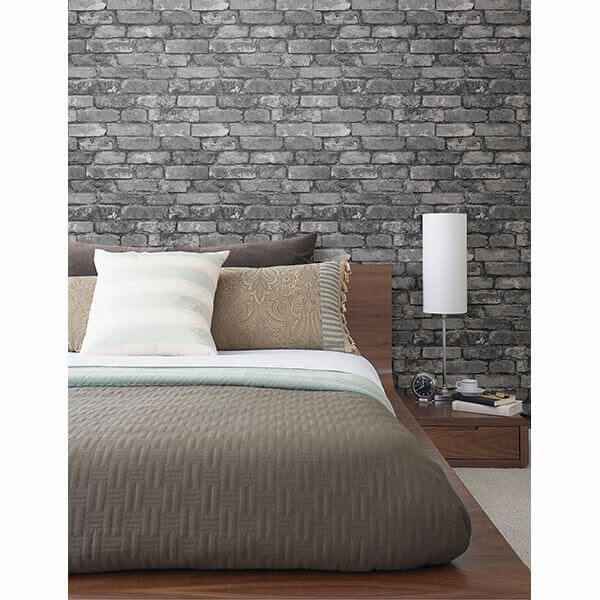 Brickwork Slate Exposed Brick Wallpaper - York Wallcoverings - 2604-21260 - York Wallcoverings Wallpaper