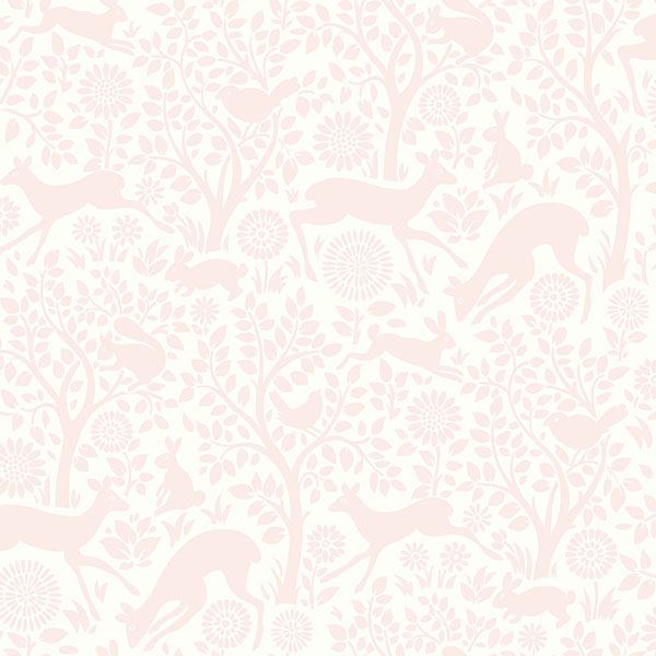 anahi-light-pink-forest-fauna-york-wallcoverings-has01231 - York Wallcoverings Wallpaper