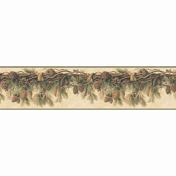 Wyola Olive Pinecone Forest Wallpaper - York Wallcoverings - TLL01391B