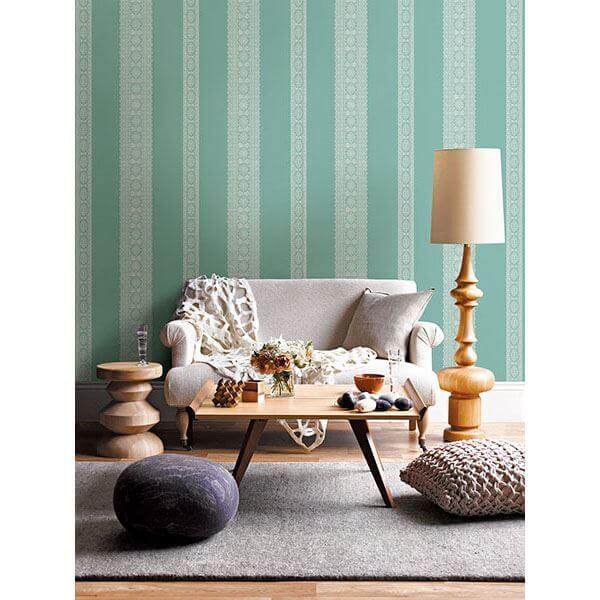 brynn-turquoise-paisley-stripe-wallpaper-york-wallcoverings-1014-001834 - York Wallcoverings Wallpaper