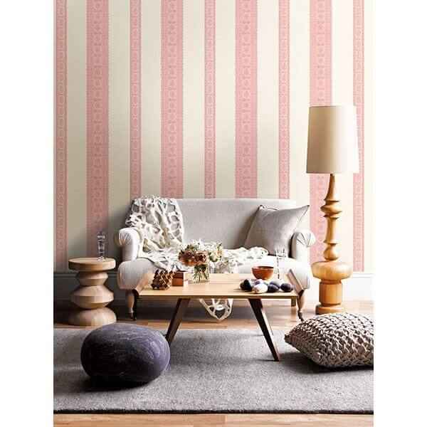 Brynn Pink Paisley Stripe Wallpaper - York Wallcoverings - 1014-001831 - York Wallcoverings Wallpaper