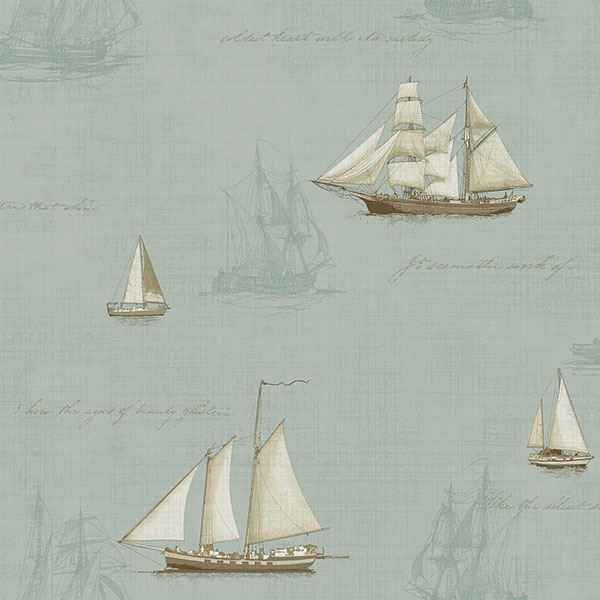 Andrew Sky Ships Wallpaper - York Wallcoverings - MAN01704