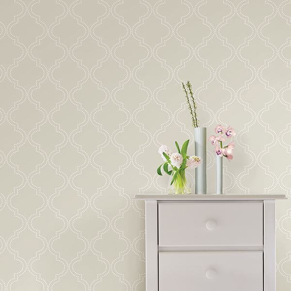 taupe-quatrefoil-peel-and-stick-wallpaper-york-wallcoverings-nu1425 - York Wallcoverings Wallpaper