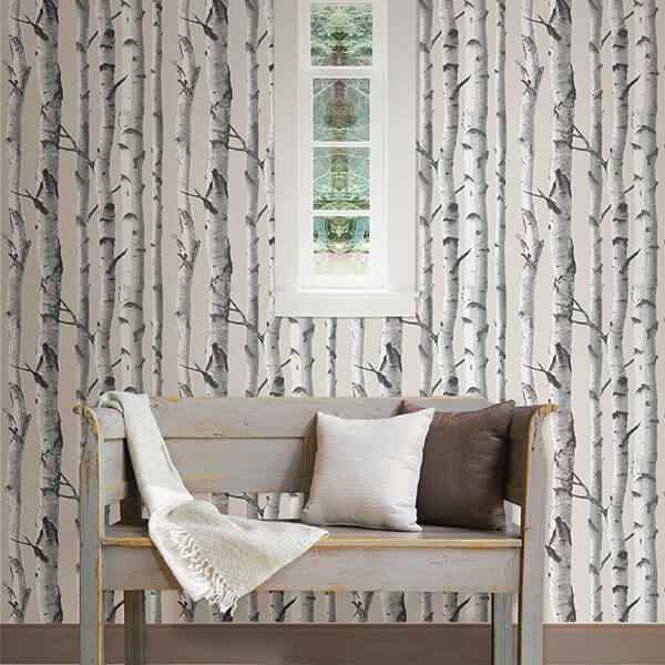 Birch Tree Peel and Stick Wallpaper - York Wallcoverings - NU3128 - York Wallcoverings Wallpaper