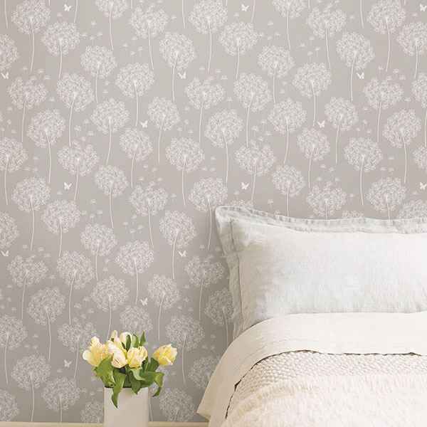 Dandelion Grey Peel And Stick Wallpaper - York Wallcoverings - NU1651 - York Wallcoverings Wallpaper