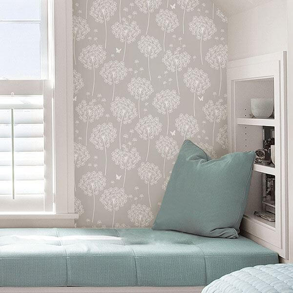 dandelion-grey-peel-and-stick-wallpaper-york-wallcoverings-nu1651 - York Wallcoverings Wallpaper