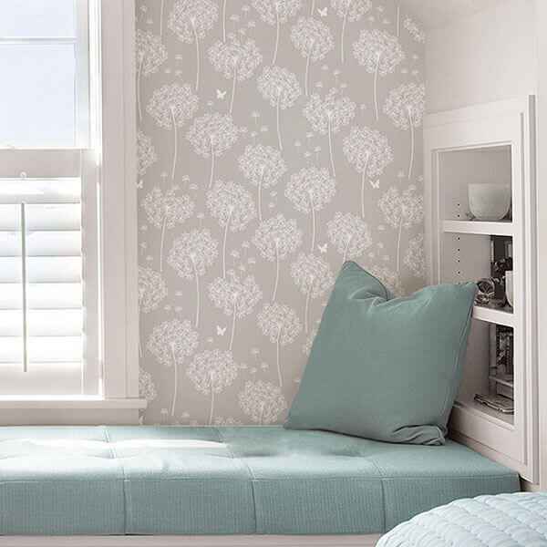Dandelion Grey Peel And Stick Wallpaper - York Wallcoverings - NU1651 - York Wallcoverings Wallpaper