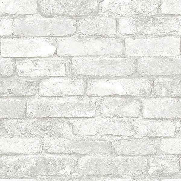 Grey and White Brick Peel and Stick Wallpaper - York Wallcoverings - NU3010 - York Wallcoverings Wallpaper