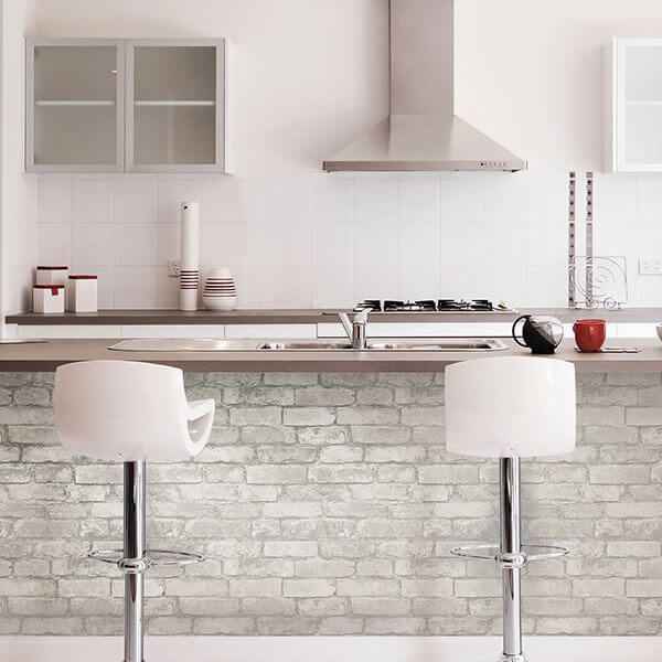 Grey and White Brick Peel and Stick Wallpaper - York Wallcoverings - NU3010 - York Wallcoverings Wallpaper