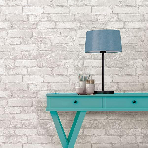 grey-and-white-brick-peel-and-stick-wallpaper-york-wallcoverings-nu3010 - York Wallcoverings Wallpaper