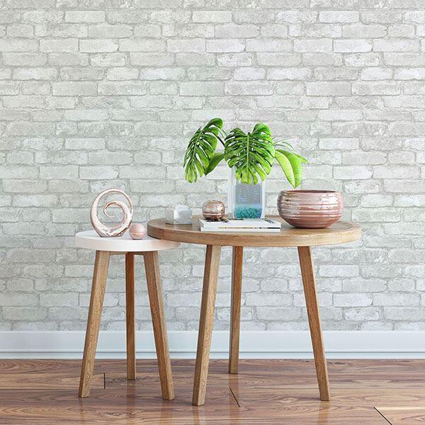 grey-and-white-brick-peel-and-stick-wallpaper-york-wallcoverings-nu3010 - York Wallcoverings Wallpaper