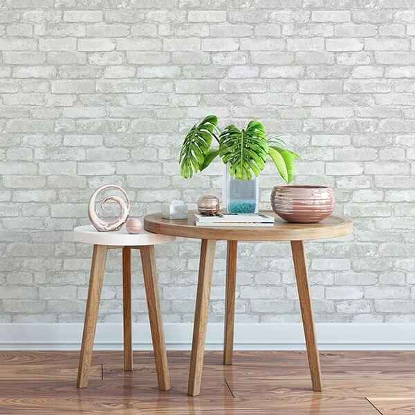Grey and White Brick Peel and Stick Wallpaper - York Wallcoverings - NU3010 - York Wallcoverings Wallpaper