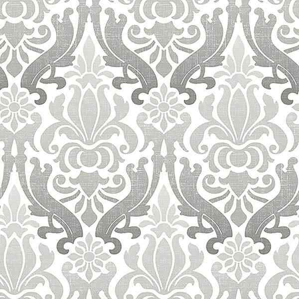 Grey Nouveau Damask Peel and Stick Wallpaper - York Wallcoverings - NU1827
