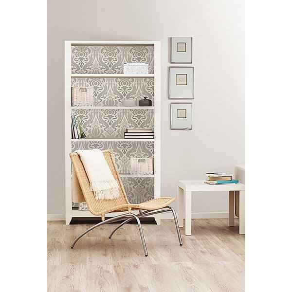 Grey Nouveau Damask Peel and Stick Wallpaper - York Wallcoverings - NU1827 - York Wallcoverings Wallpaper