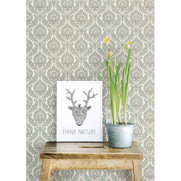 Lulu Dark Green Damask Wallpaper - York Wallcoverings - 2657-22229 - York Wallcoverings Wallpaper