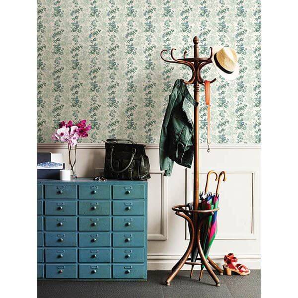 charlise-teal-floral-stripe-york-wallcoverings-2657-22253 - York Wallcoverings Wallpaper