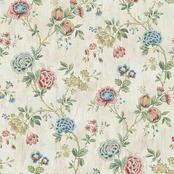 Chrysanthemum Ruby Jacobean - York Wallcoverings - CCB02211 - York Wallcoverings Wallpaper
