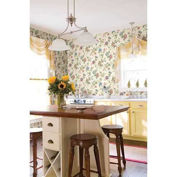Chrysanthemum Ruby Jacobean - York Wallcoverings - CCB02211 - York Wallcoverings Wallpaper