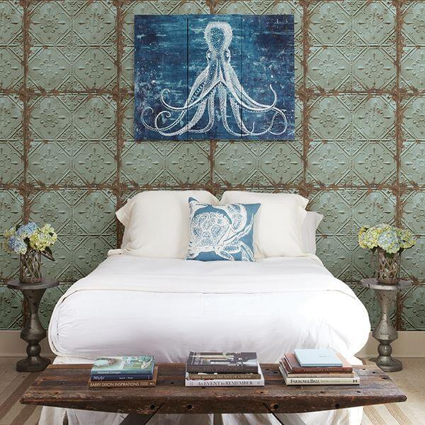 teal-tin-ceiling-wallpaper-york-wallcoverings-2701-22331 - York Wallpaper Wallpaper