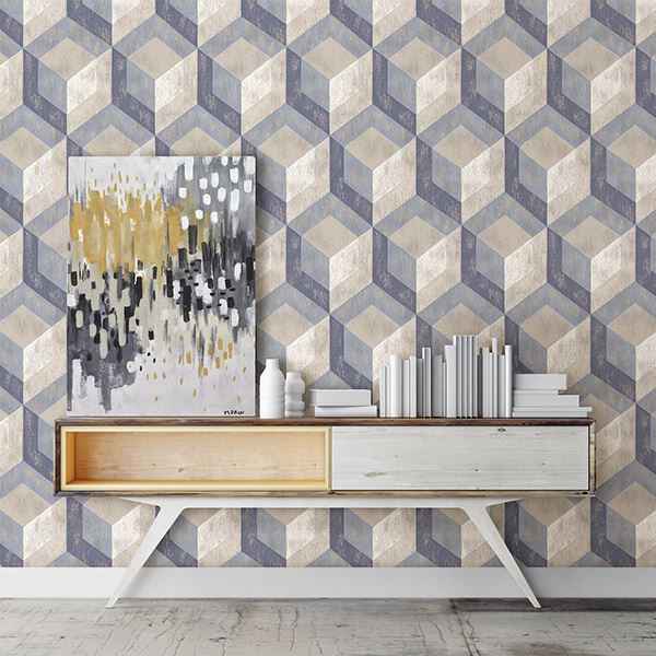 Blue Rustic Wood Tile Wallpaper - York Wallcoverings - 2701-22311 - York Wallcoverings Wallpaper
