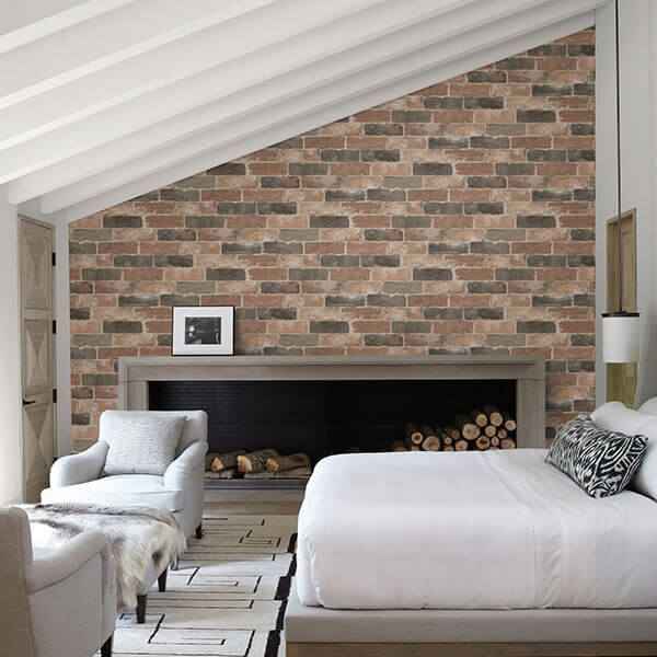 Dusty Red Reclaimed Bricks Wallpaper - York Wallcoverings - 2701-22320 - York Wallcoverings Wallpaper