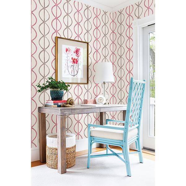 banning-stripe-pink-geometric-wallpaper-york-wallcoverings-2656-004009 - York Wallcoverings Papel pintado
