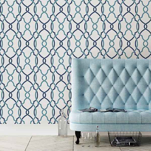 Sausalito Navy Lattice Wallpaper - York Wallcoverings - 2697-22627 - York Wallcoverings Wallpaper