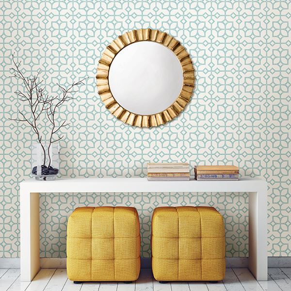 maze-turquoise-tile-york-wallcoverings-2697-78025 - York Wallcoverings Wallpaper