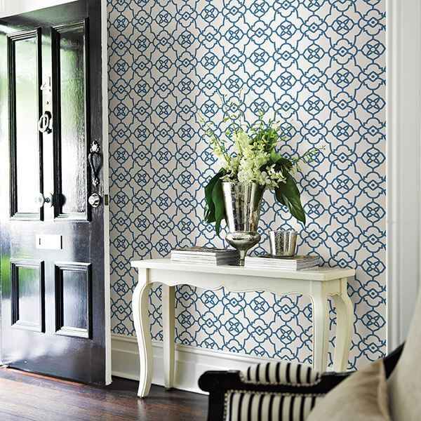 Atrium Blue Trellis Wallpaper - York Wallcoverings - 2702-22718 - York Wallcoverings Wallpaper