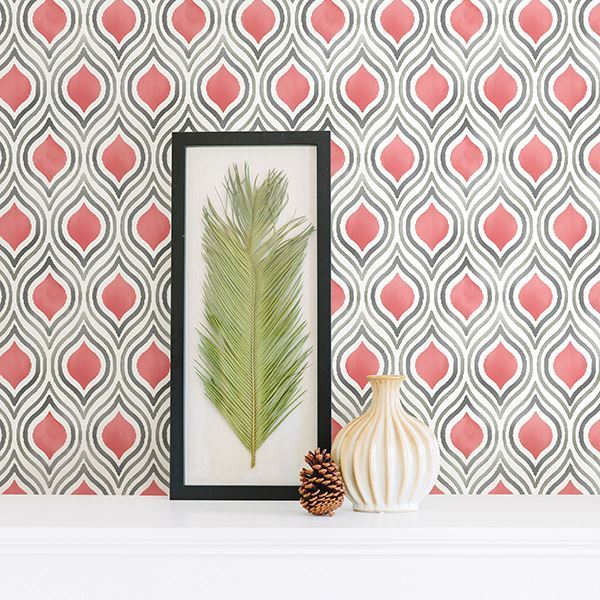 plume-coral-ogee-york-wallcoverings-2702-22702 - York Wallcoverings Wallpaper