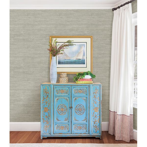 island-grey-faux-grasscloth-wallpaper-york-wallcoverings-fd23285 - York Wallcoverings Wallpaper