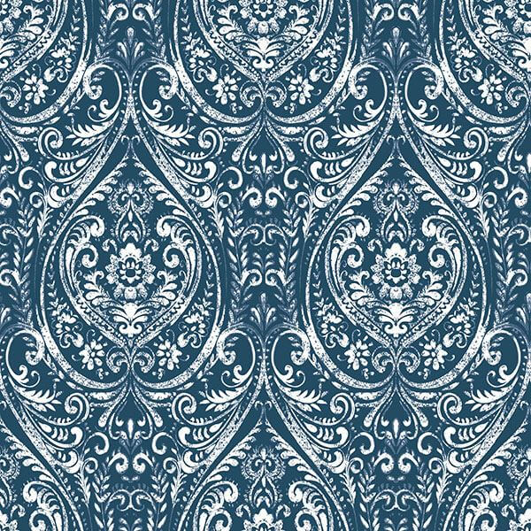 bohemian-damask-indigo-peel-and-stick-wallpaper-york-wallcoverings-nu1689 - York Wallcoverings Wallpaper