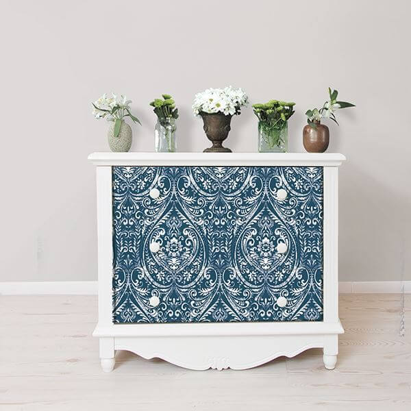 bohemian-damask-indigo-peel-and-stick-wallpaper-york-wallcoverings-nu1689 - York Wallcoverings Wallpaper