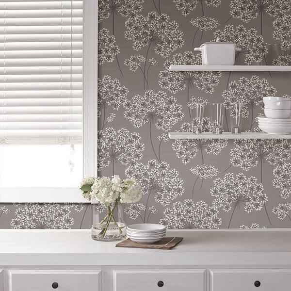 Angelica Grey Peel and Stick Wallpaper - York Wallcoverings - NU1693 - York Wallcoverings Wallpaper