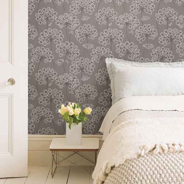 Angelica Grey Peel and Stick Wallpaper - York Wallcoverings - NU1693 - York Wallcoverings Wallpaper
